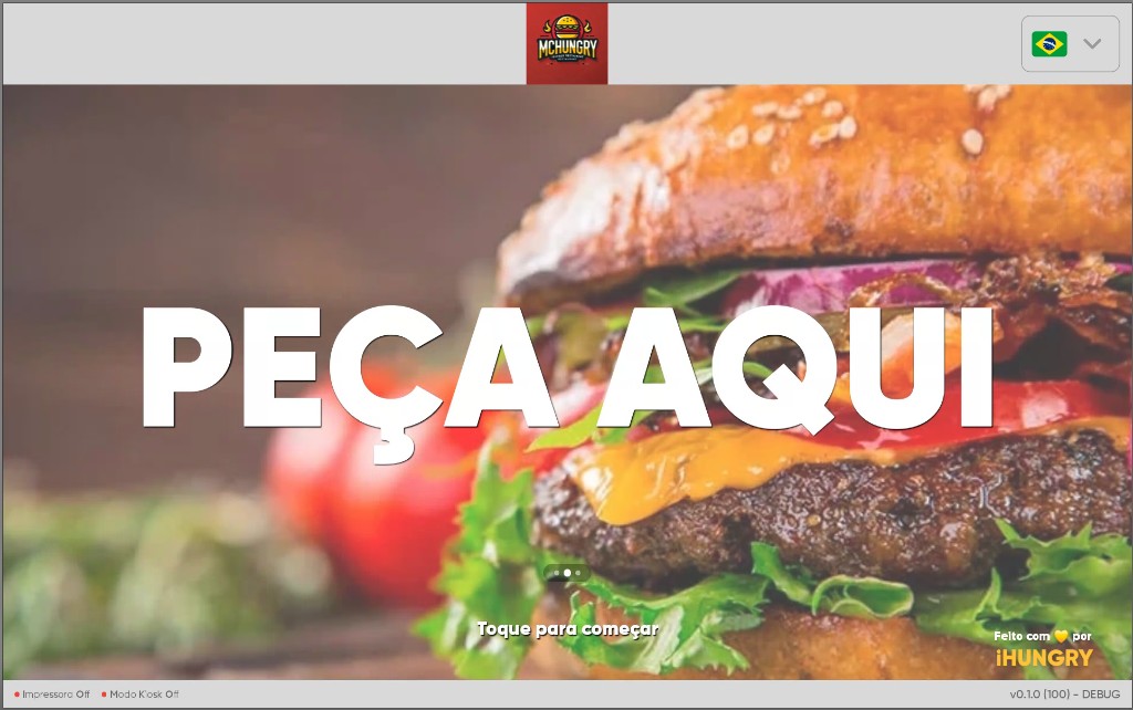 Tela inicial do app iHUNGRY Autoatendimento — Peça aqui